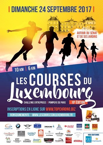 2 dossards Courses du Luxembourg 2017 (Paris, 6 & 10 km)