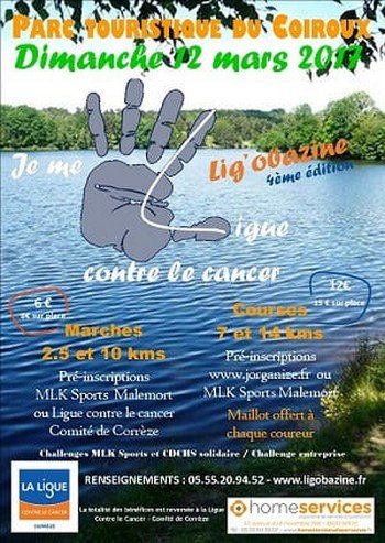 1 dossard pour la Ligobazine course nature contre le cancer 2017 (Corrèze)