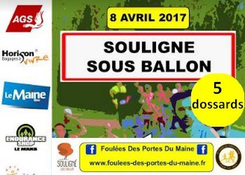 5 dossards pour le 5 km des Foulées des portes du Maine 2017 (Sarthe)