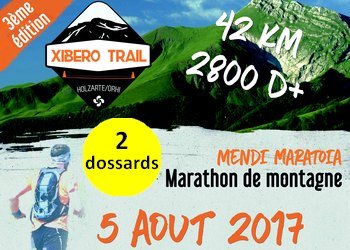 2 dossards Xibero Trail 2017, à Larrau (Pyrénées Atlantiques)
