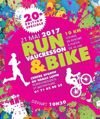4 dossards binôme Run & Bike Vaucresson 2017 (Hauts-de-Seine)