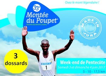 3 dossards Montée du Poupet 2017 (Jura)