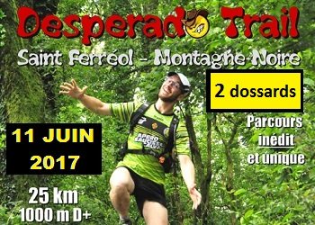2 dossards pour le Desperado Trail 2017 (Tarn)