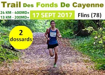 2 dossards pour le Trail des Fonds de Cayenne 2017 (Yvelines)