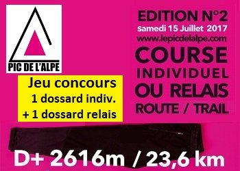 2 dossards Pic de l’Alpe d’Huez 2017 (Isère)