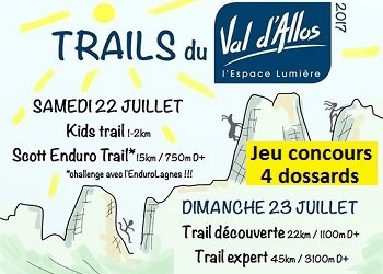 4 dossards Trail du Val d&rsquo;Allos 2017 (Alpes de Haute Provence)