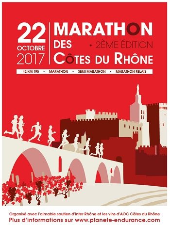 3 dossards Marathon des Côtes du Rhône 2017 (Vaucluse)