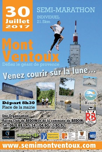 1 dossard Semi-marathon du Ventoux 2017, (Bedoin, Vaucluse)