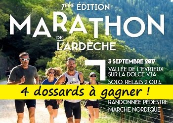 4 dossards Marathon de l&rsquo;Ardèche 2017