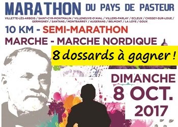 8 dossards Marathon, semi et 10 km du Pays de Pasteur 2017 (Jura)