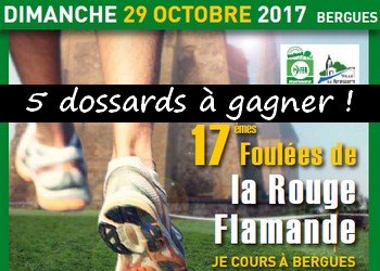 5 dossards Foulées de la Rouge Flamande 2017 (Bergues, Nord)