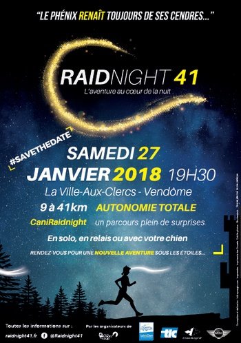 2 dossards Raidnight 41, La Ville aux Clercs (janv. 2018, Loir et Cher)