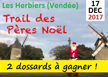 2 dossards Trail des Pères Noël des Herbiers 2017 (Vendée)