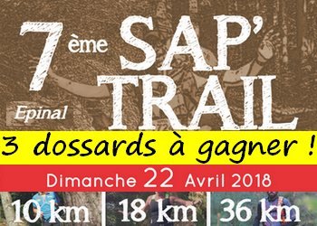 3 dossards Sap&rsquo;Trail 2018 (Epinal, Vosges)