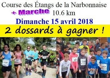 2 dossards Course des étangs de la Narbonnaise 2018 (Aude)