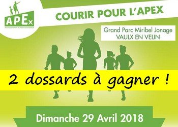 2 dossards Courir Pour l’Apex 2018, Vaulx-en-Velin (Rhône)