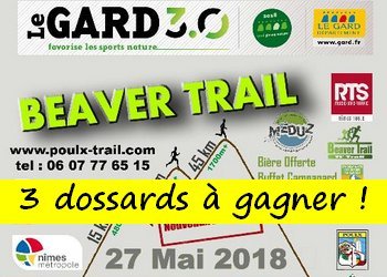 3 dossards Beaver Trail 2018 (Gard)