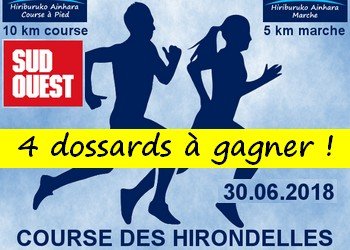 4 dossards 10 km Course des hirondelles 2018 (Pyrénées Atlantiques)