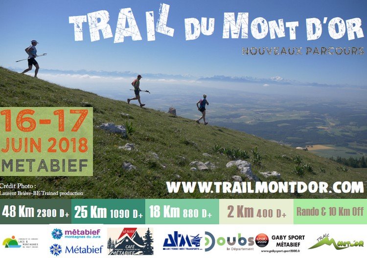 2 dossards Trail du Mont d’Or 2018 (Doubs)