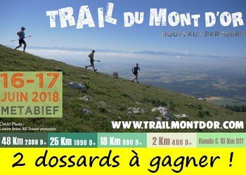 2 dossards Trail du Mont d’Or 2018 (Doubs)