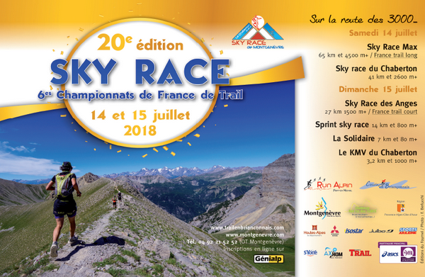 3 dossards Sky Race Montgenèvre 2018 (Hautes Alpes)