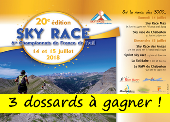 3 dossards Sky Race Montgenèvre 2018 (Hautes Alpes)
