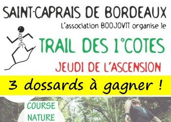 3 dossards Trail des premières côtes 2018 (Gironde)