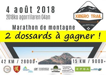 2 dossards Xibero Trail 2018 (Pyrénées Atlantiques)