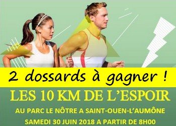2 dossards 10 km de l&rsquo;Espoir 2018 (Val d’Oise)