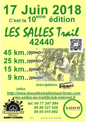 3 dossards Les Salles Trail en Haut-Forez 2018 (Loire)