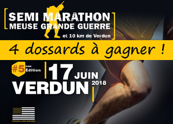 4 dossards Semi-marathon & 10km Meuse Grande Guerre 2018, Verdun
