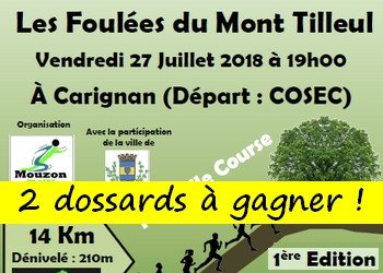 2 dossards Foulées du Mont Tilleul 2018 (Ardennes)