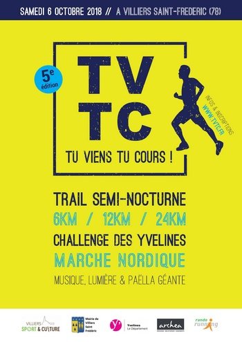 3 dossards Trail TVTC, Tu Viens Tu Cours 2018 (Yvelines)