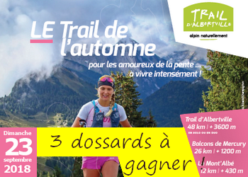 3 dossards Trail d’Albertville 2018 (Savoie)