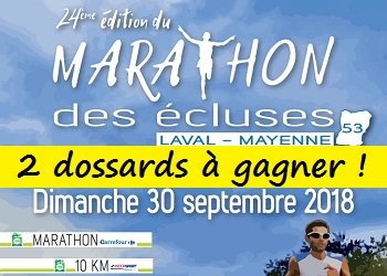 2 dossards Marathon des écluses de la Mayenne 2018 (Laval)
