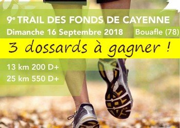 3 dossards Trail des Fonds de Cayenne 2018 (Yvelines)