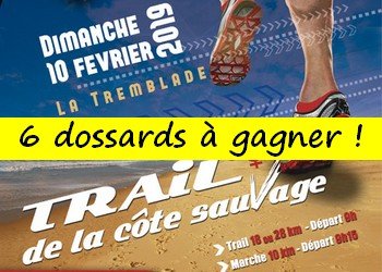 6 dossards Trail de la côte sauvage 2019 (Charente Maritime)