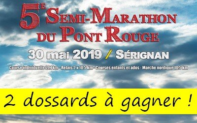 2 dossards Semi-marathon du Pont Rouge 2019 (HÃ©rault)