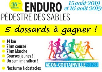 5 dossards Enduro Pédestre des sables 2019 (Manche)