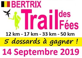 5 dossards Trail des Fées de Bertrix 2019 (Belgique)