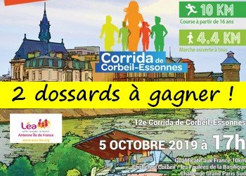 2 dossards Corrida de Corbeil-Essonnes 2019 (Essonne)