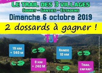 2 dossards Trail des 3 villages 2019 (Haute Garonne)