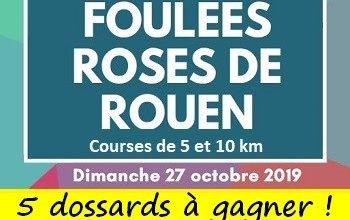 5 dossards Foulées Roses de Rouen 2019 (Seine Maritime)