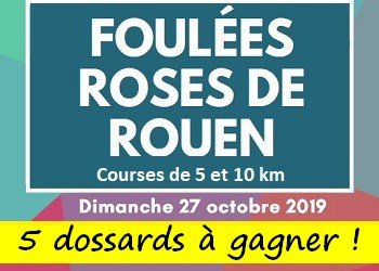 5 dossards Foulées Roses de Rouen 2019 (Seine Maritime)