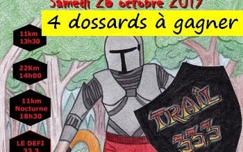 4 dossards Trail 33.3 2019 (Seine et Marne)