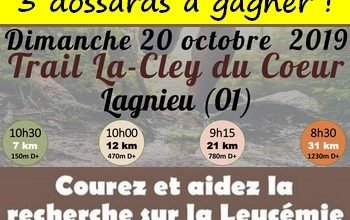 3 dossards Trail de La-Cley du Coeur 2019 (Ain)