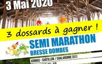 3 dossards Semi-marathon Bresse Dombes 2020 (Ain)