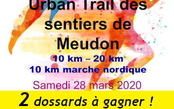 2 dossards Urban Trail des Sentiers de Meudon 2020 (Hauts de Seine)