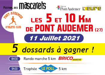 5 dossards 5 et 10 km des Mascarets 2021 (Eure)