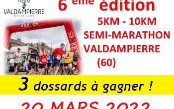 3 dossards 5 km ,10 km et semi-marathon de Valdampierre 2022 (Oise)